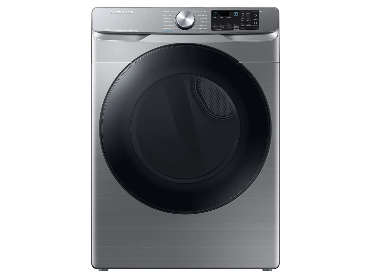 Secadora eléctrica inteligente Samsung de 7.5 pies cúbicos con Steam Sanitize+ — platino