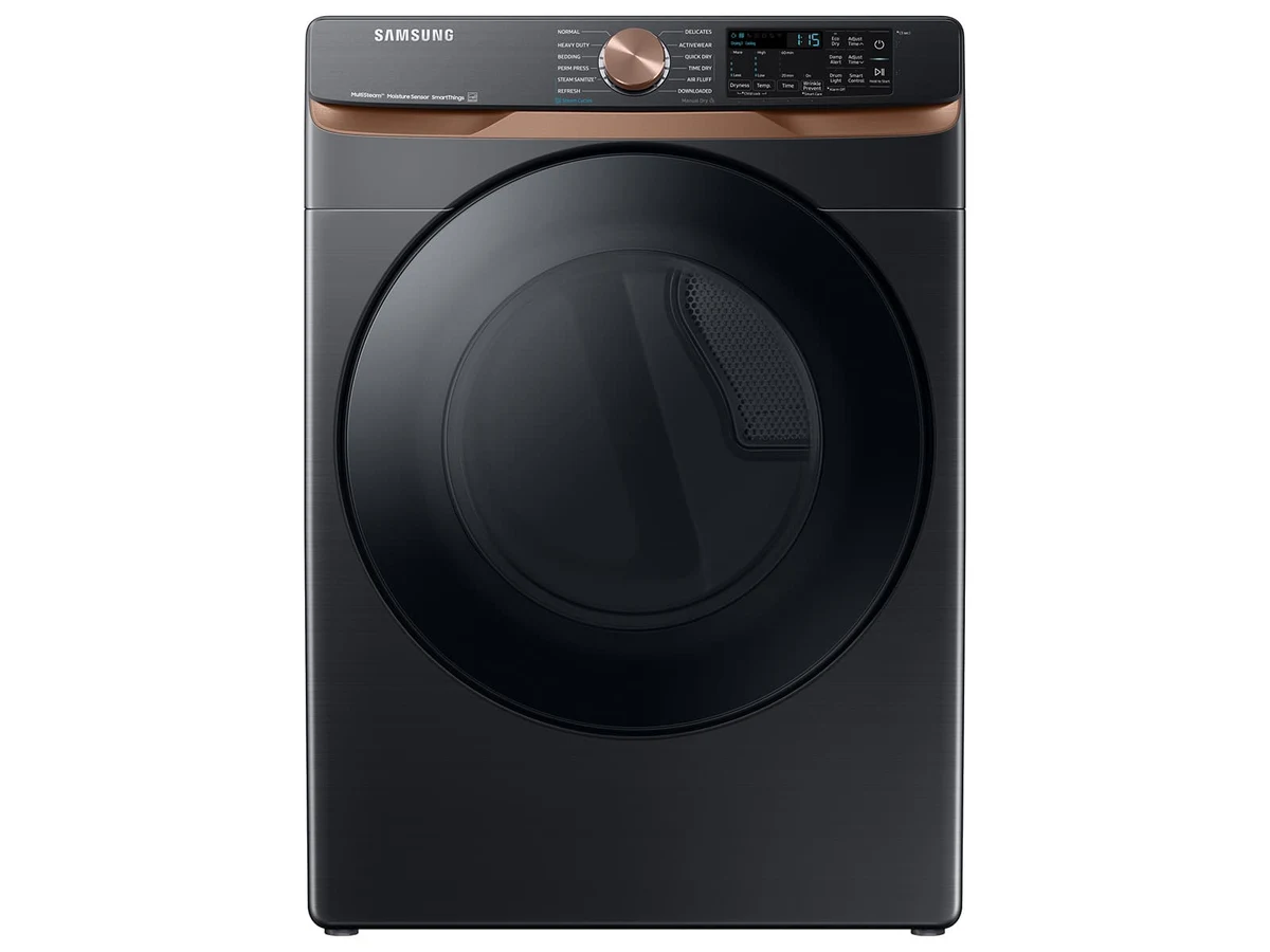 Secadora eléctrica inteligente Samsung de 7.5 pies cúbicos con Steam Sanitize+ — negro cepillado