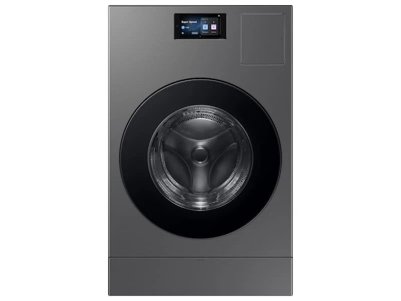 Lavadora y secadora eléctrica Samsung Bespoke AI todo en uno, con ventilación y 5.3 pies cúbicos — acero oscuro