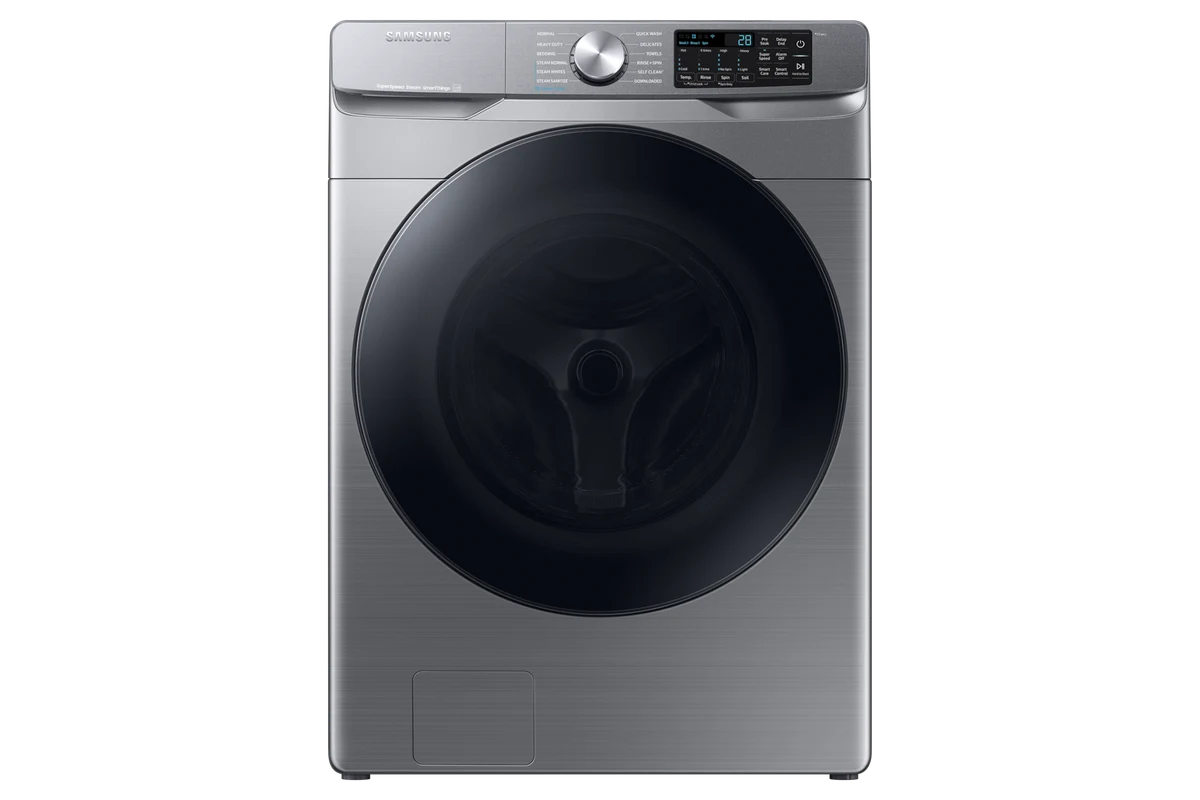 Lavadora inteligente Samsung de carga frontal y 4.5 pies cúbicos con Super Speed Wash — platino