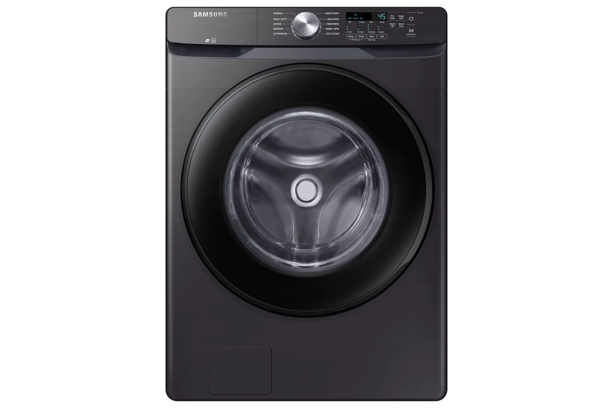 Lavadora Samsung de carga frontal y 4.5 pies cúbicos — negro cepillado