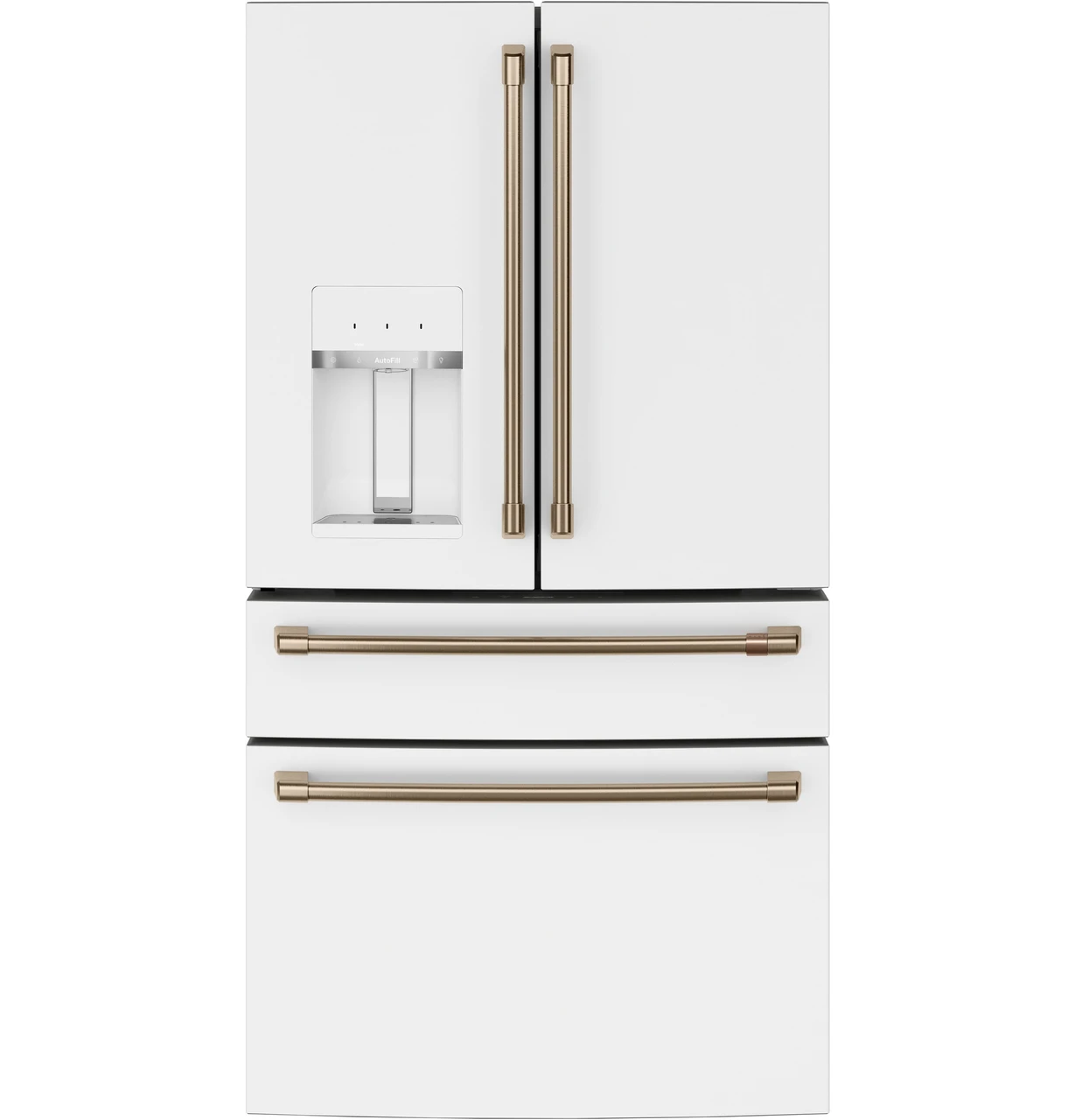 Café 22.3 cu. ft. smart counter-depth 4-door refrigerator — Matte White / Brushed Bronze