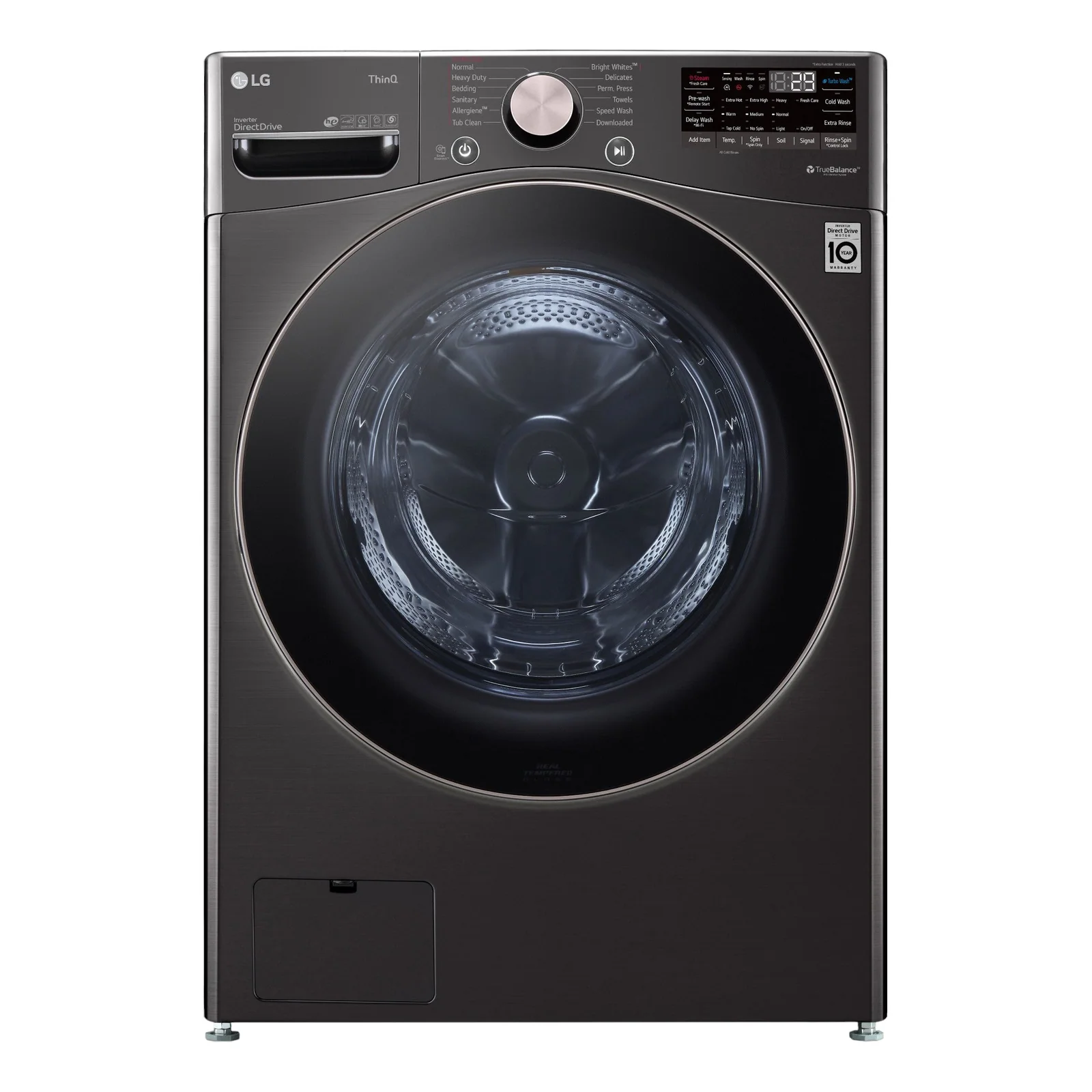 Lavadora LG negra de carga frontal