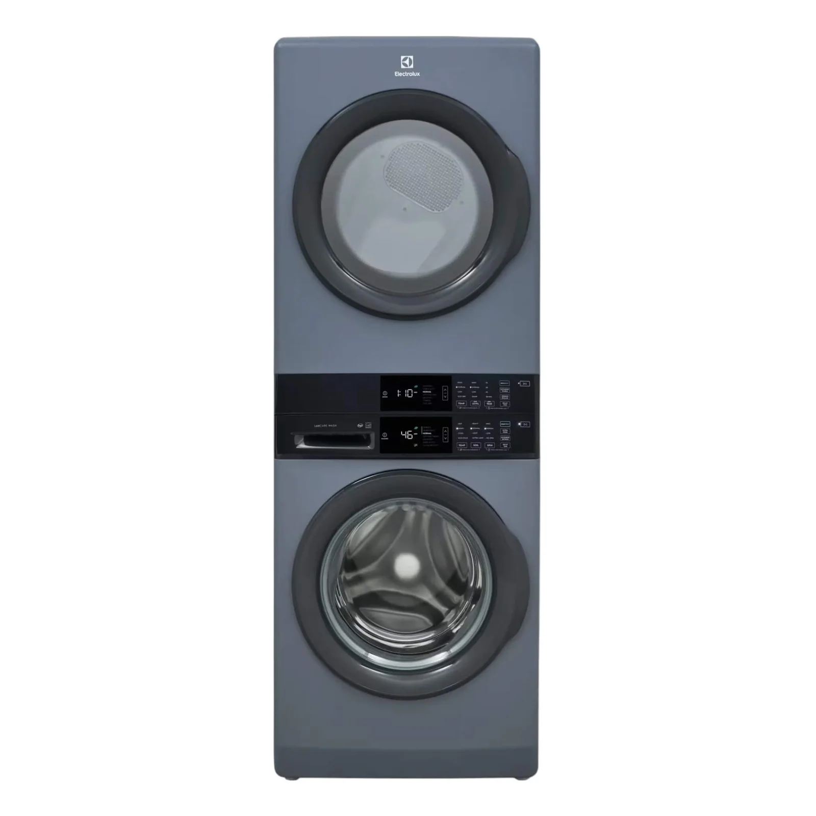 Blue Electrolux stacked laundry tower