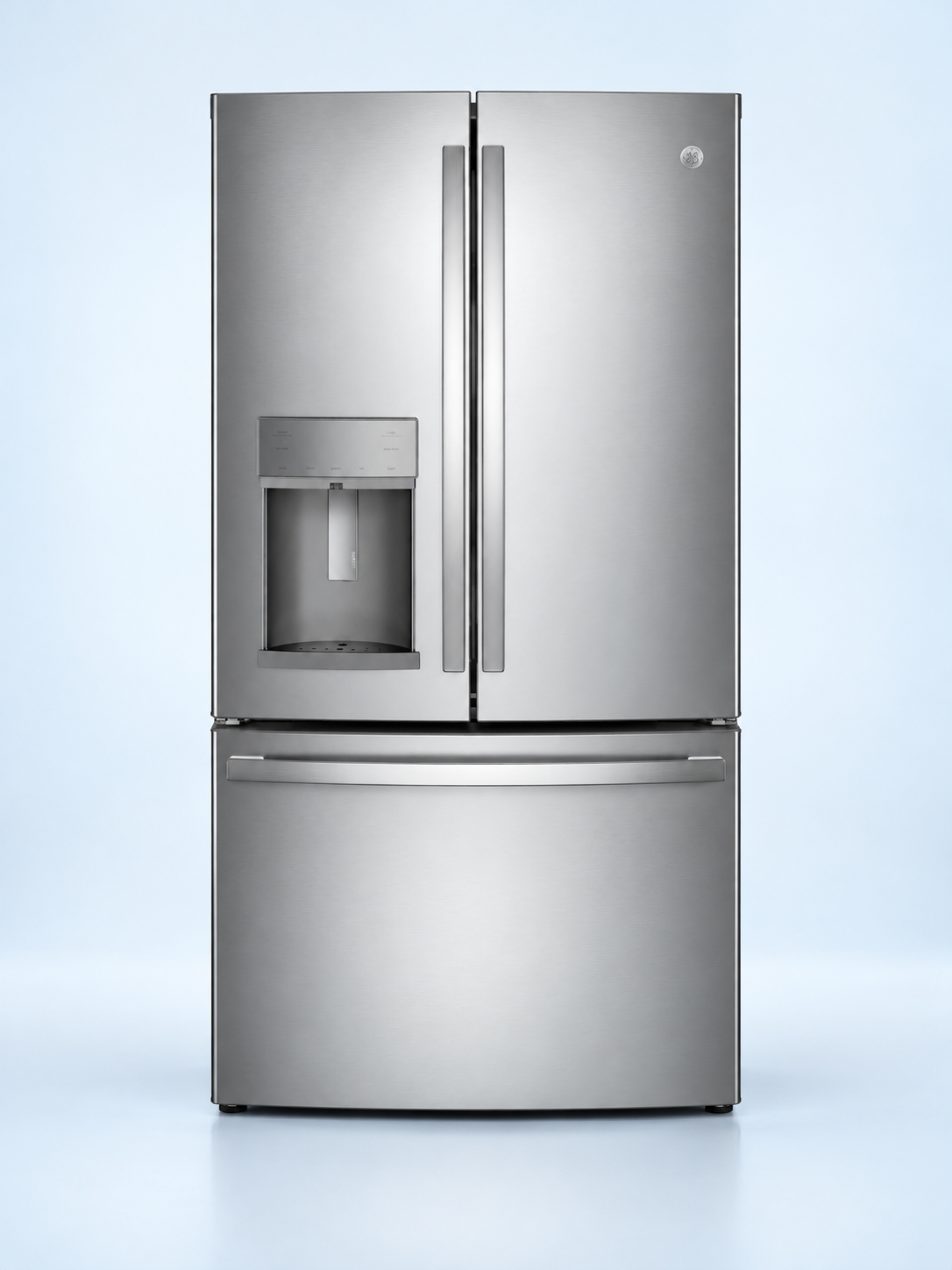 Studio illustration of GE Profile PYE22KYNFS French door refrigerator